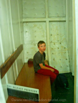 HMS Belfast, London.  Prison room. HMS Belfast, London.  Prison room.