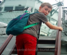 HMS Belfast, London.  Steps to upper deck.